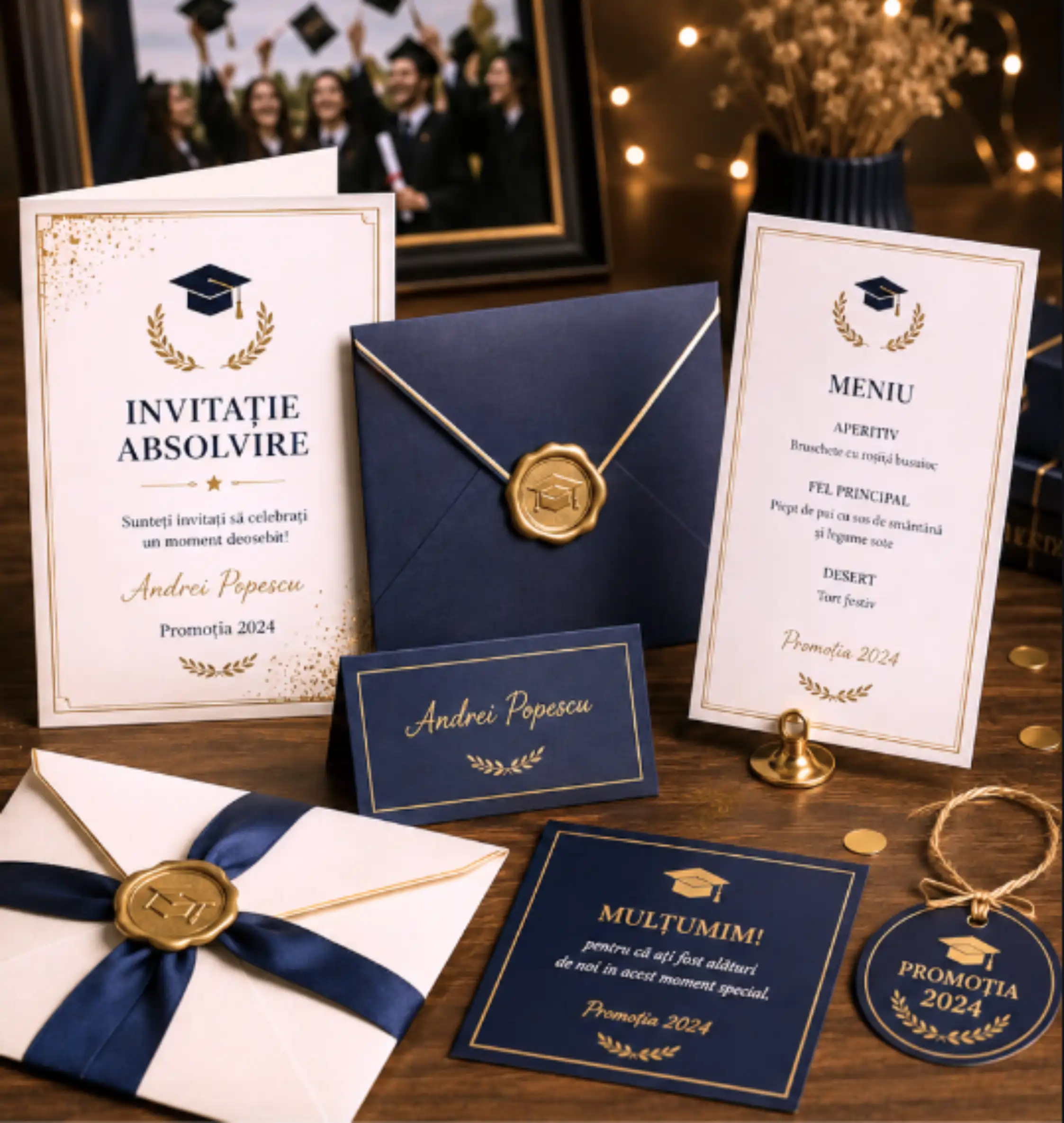 Invitații și papetărie personalizată de absolvire