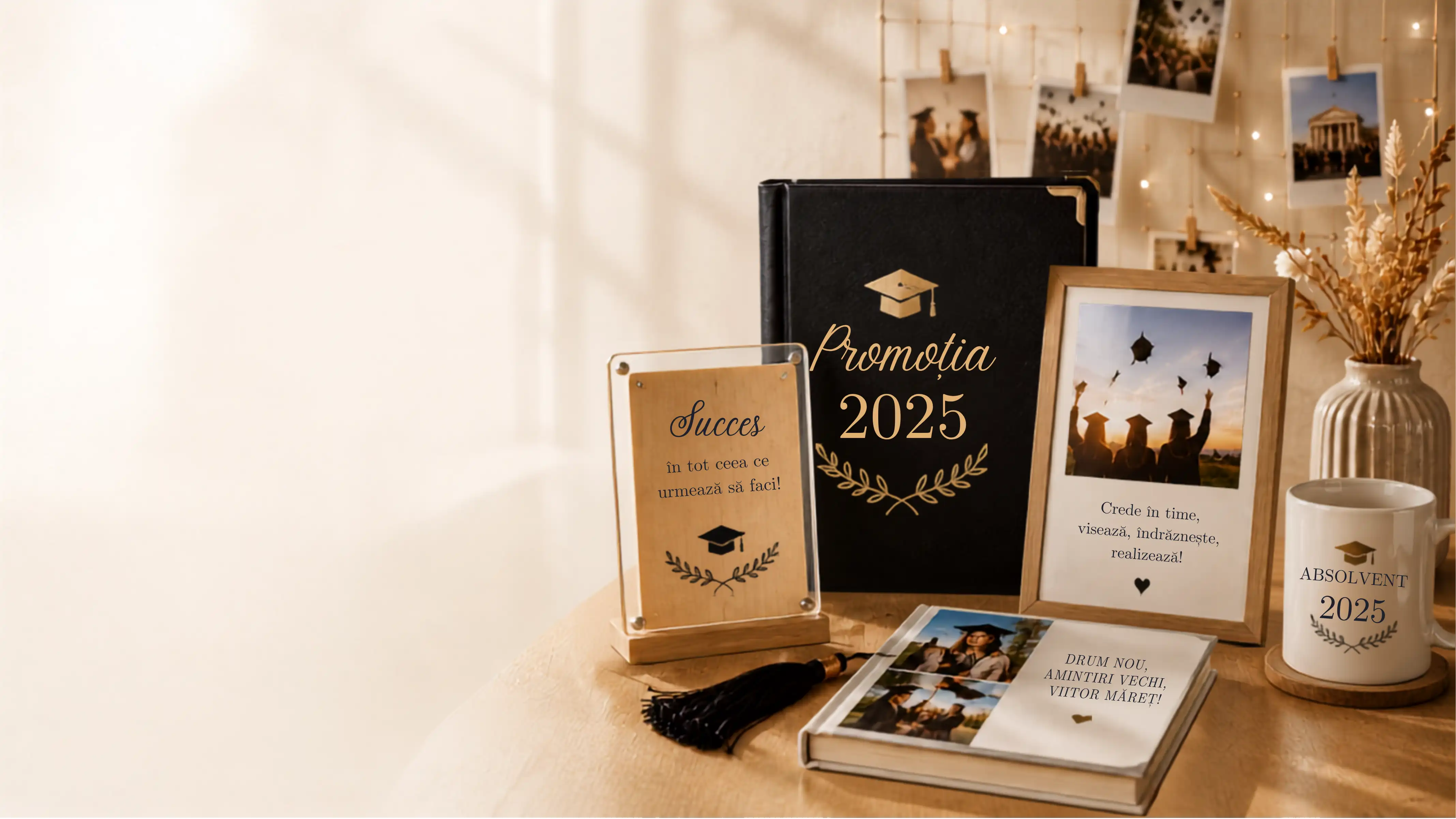 Produse personalizate pentru absolvenți — album, rame și cană Promoția 2025
