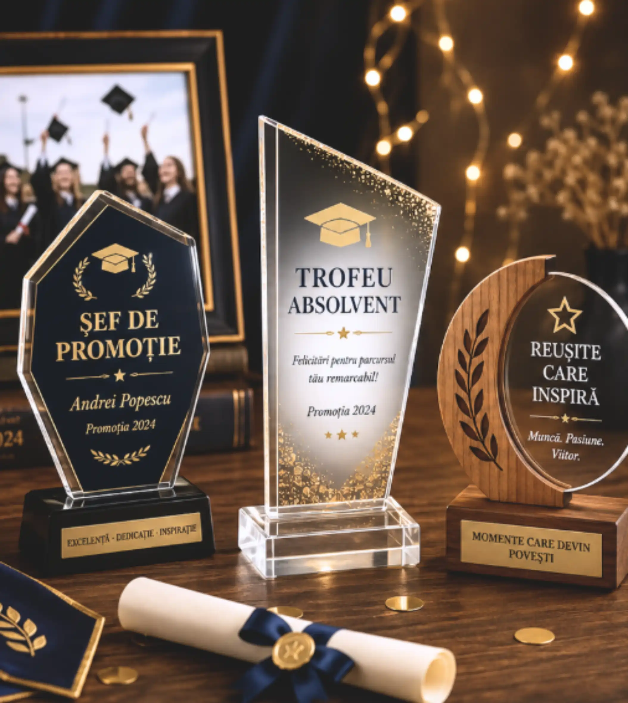 Trofee personalizate de absolvire și premiere