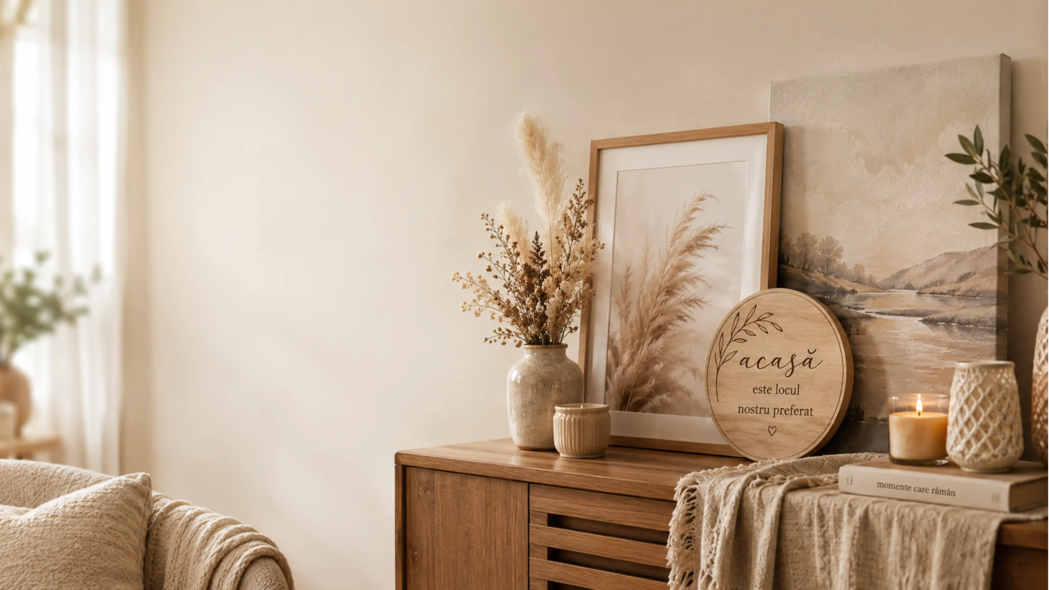 Decorațiuni personalizate FotoDecor într-un living amenajat